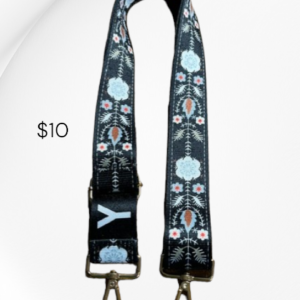 Strap (black, white flowers)