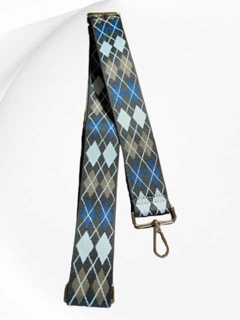 Strap (grey, white and beige argyle)