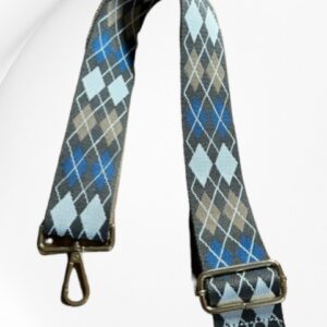 Strap (blue, white and brown argyle)