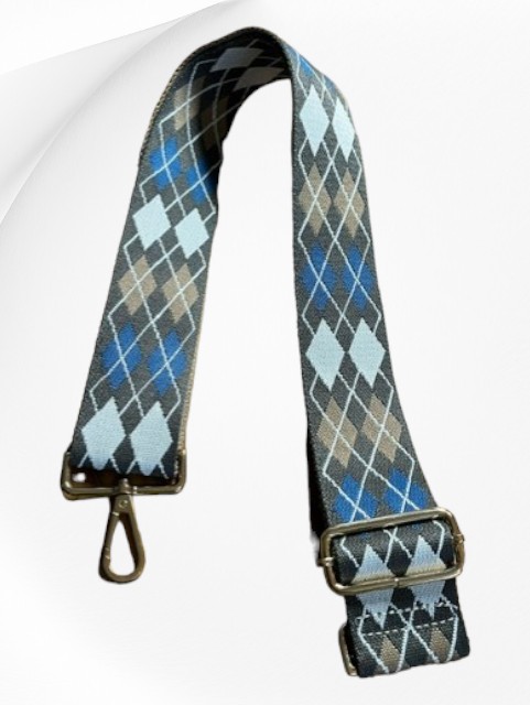 Strap (blue, white and brown argyle)