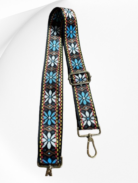 Strap (black with blue flowers)